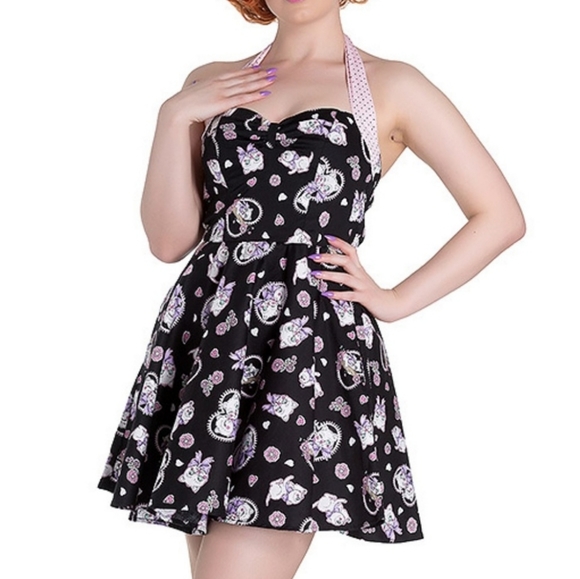 Hell Bunny Dresses & Skirts - Hell Bunny Amelia Mini Black Halter Cat Dress Sz L